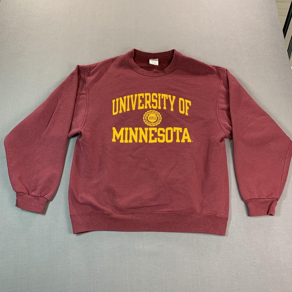 Minnesota Golden Gophers Sweatshirt Mens LG Red NCAA Football Crewneck UOM - Picture 2 of 12